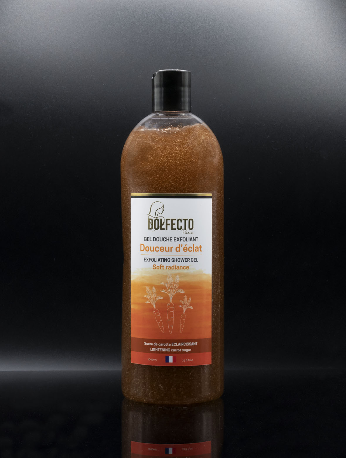 Gel douche exfoliant à l'extrait de carotte | Dolfecto cosmétiques